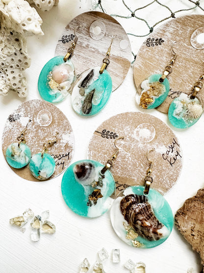 Customizable || Casey Key Beach Florida Resin Nature Dangle Earrings