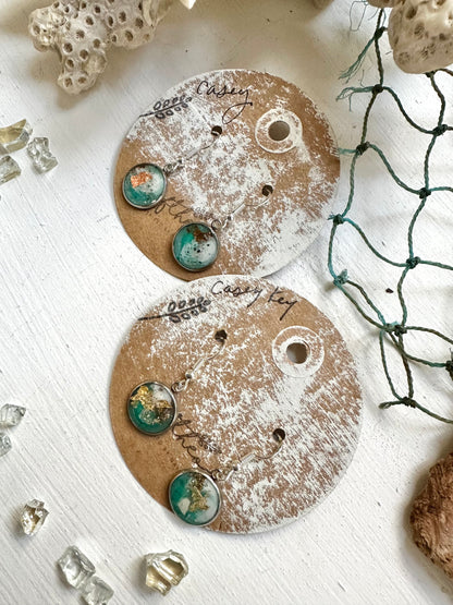 Customizable || Casey Key Beach Florida Resin Nature Dangle Earrings