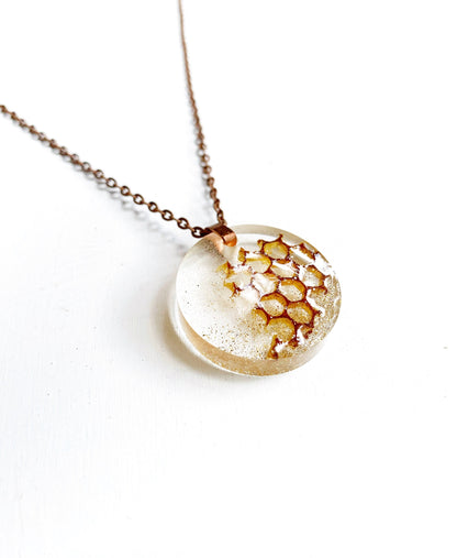 Customizable || Unique Real Pressed Honeycomb Necklace (Myakka’s Gold Apiary) Florida Resin Nature Jewelry